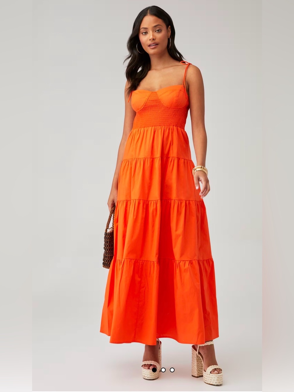 WAYF Smocked Cupped Maxi Dress with Tie Straps